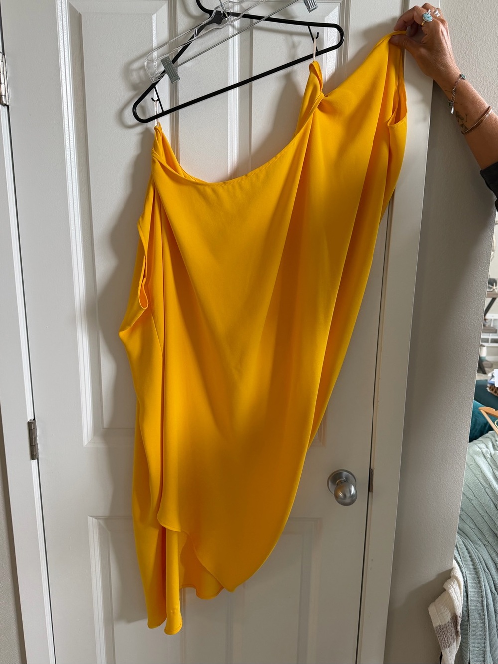 Trina Turk yellow silky asymmetrical dress new